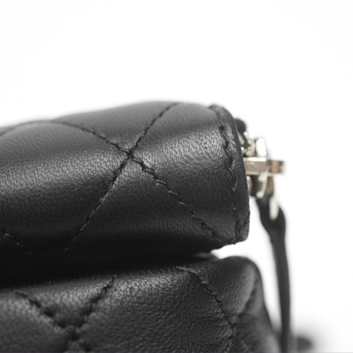 Chanel Mini Quilted Double Pouch Bag Lambskin Sliver Hardware
