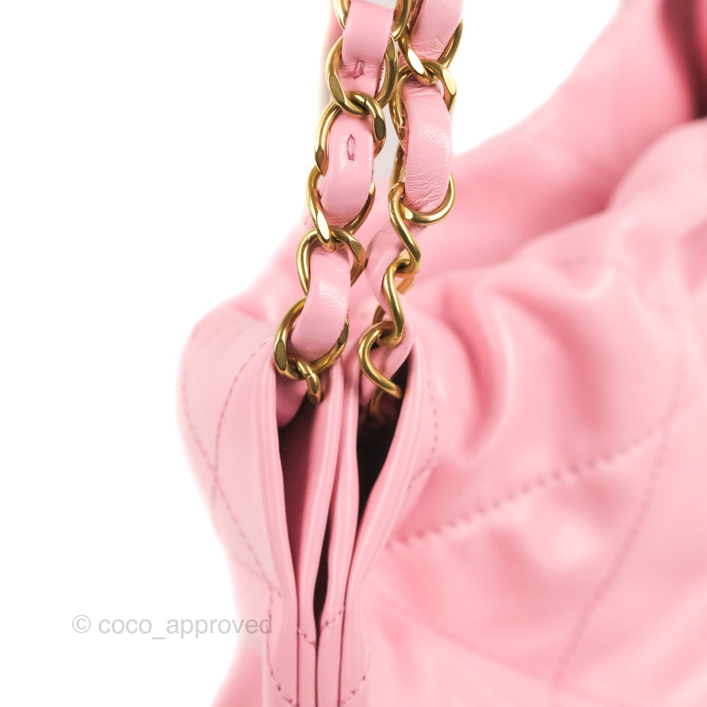 Chanel 22 Small  Light Pink Shiny Calfskin Aged Gold Hardware