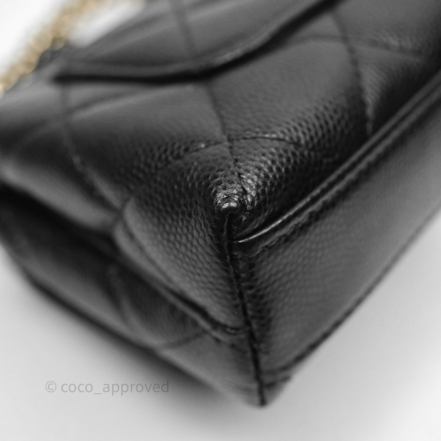 Chanel Nano Coco Handle Clutch Quilted Black Caviar Gold Hardware