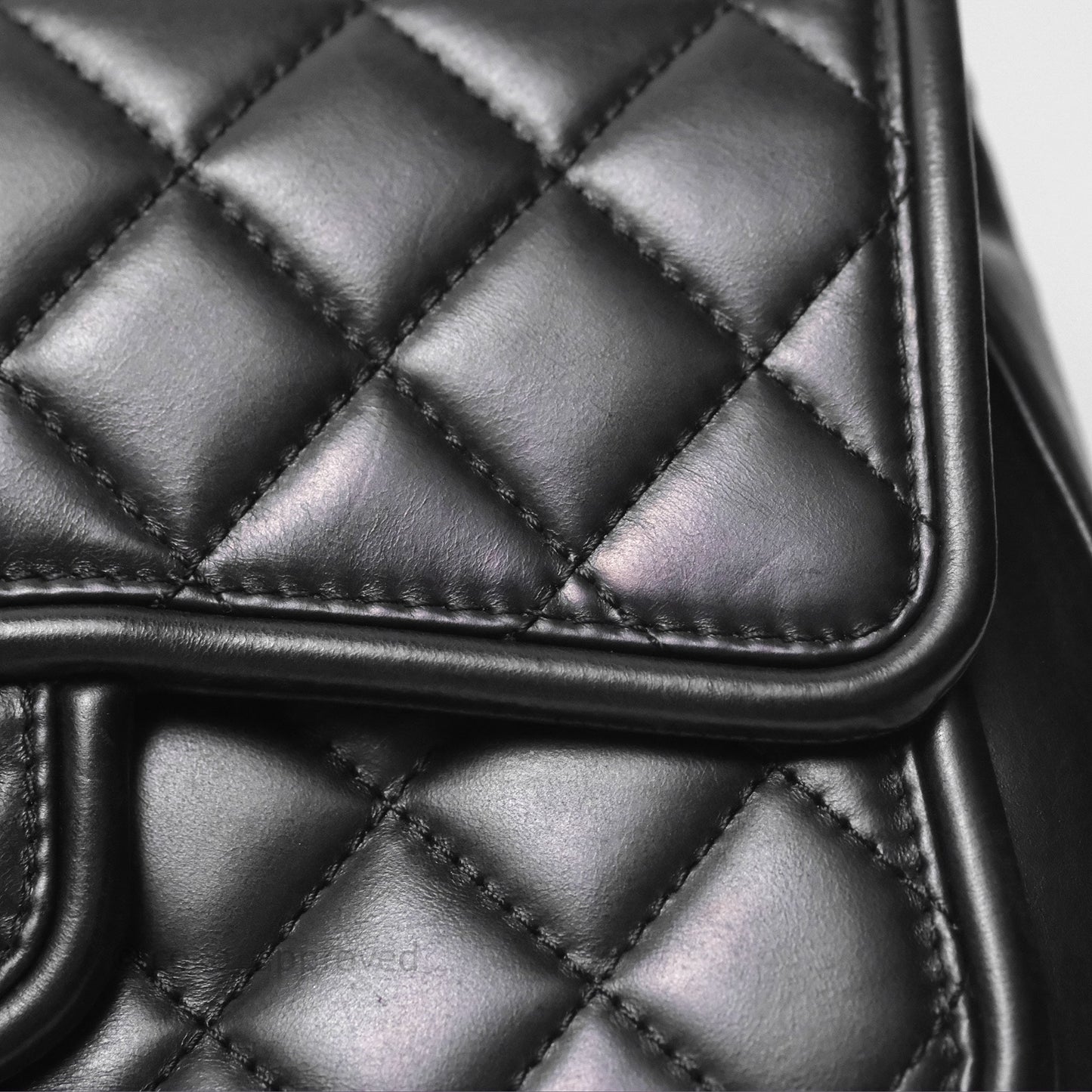 Chanel Quilted Large Prestige Top Handle Flap Calfskin Black Ruthenium Hardware