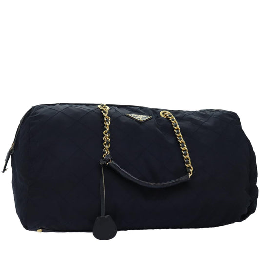 Luxury PradaBoston Bag Nylon Navy 74102