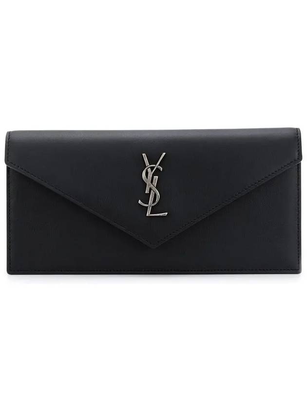 Luxury Saint Laurent Logo Monogram Envelope Clutch Bag Black