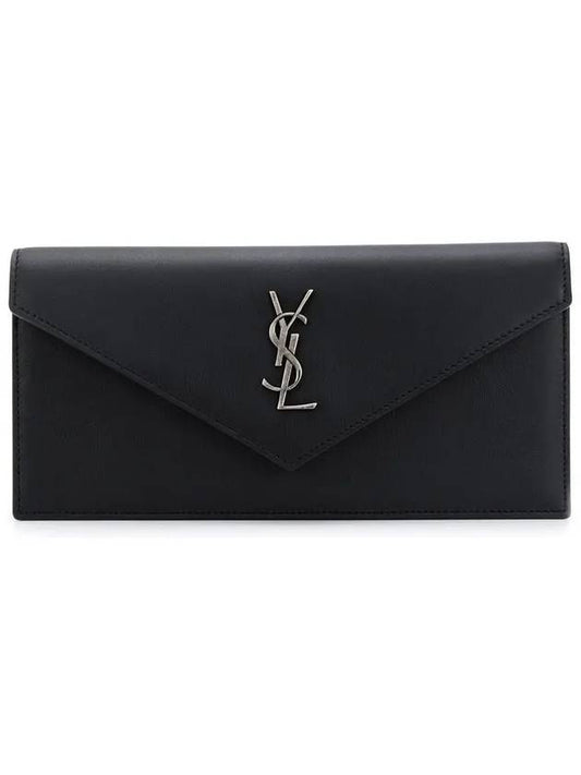 Luxury Saint Laurent Logo Monogram Envelope Clutch Bag Black