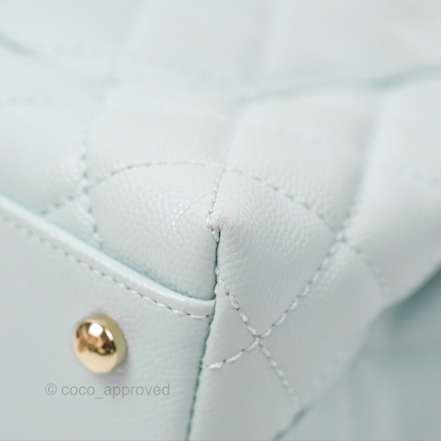 Chanel Small Coco Handle Quilted Light Baby Blue Caviar Gold Hardware