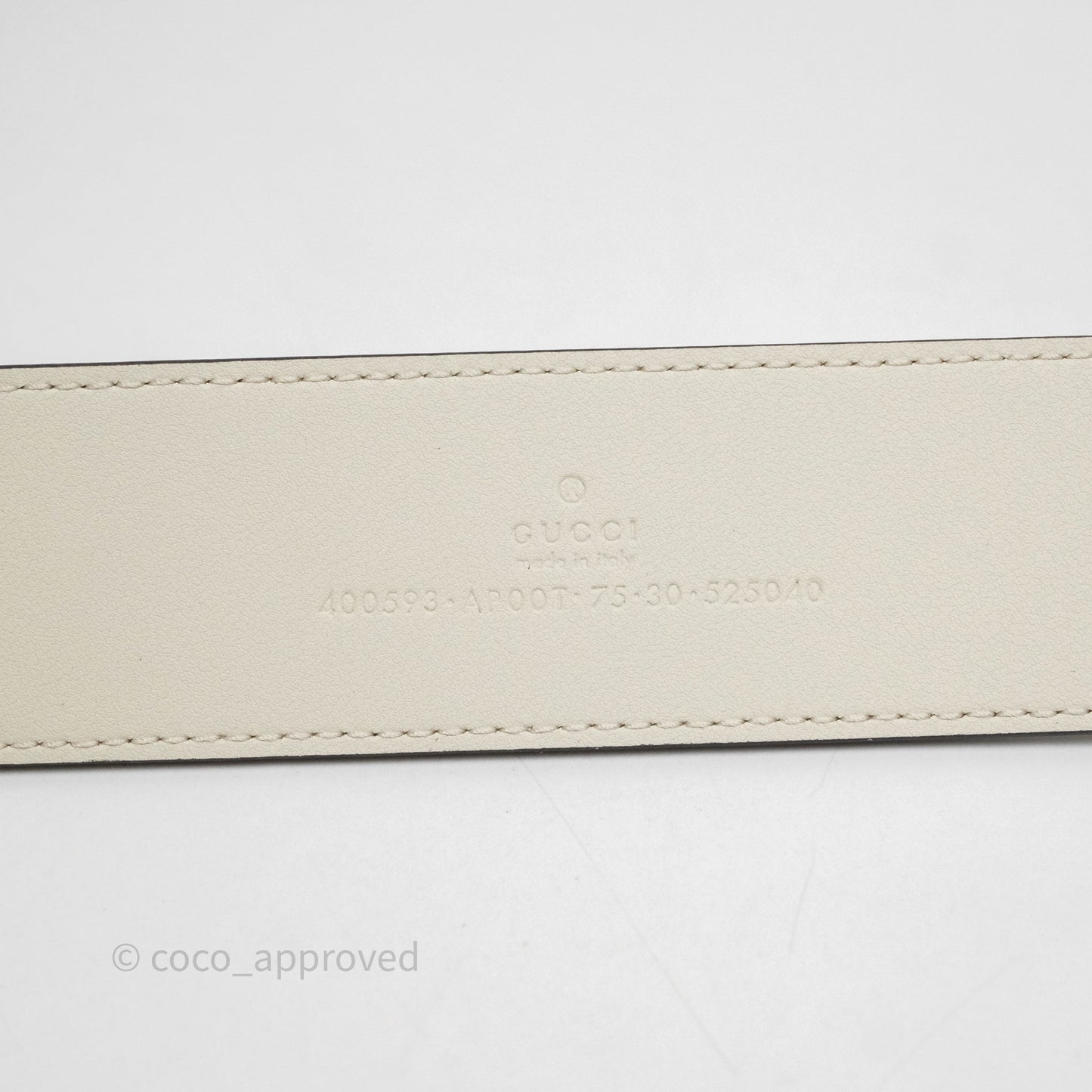 Gucci Double GG 20mm Belt 75 30 White Calfskin