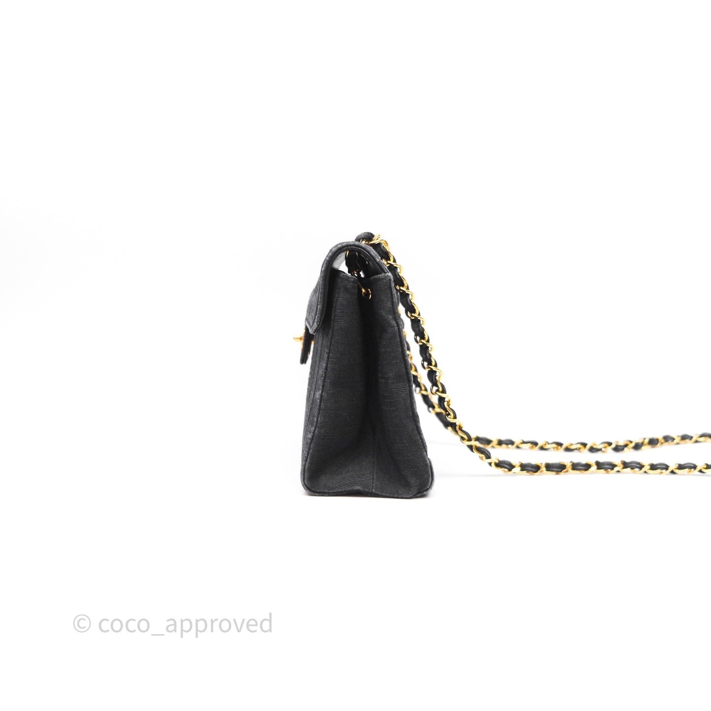 Chanel Vintage Small Flap Bag Black Grosgrain 24K Gold Hardware
