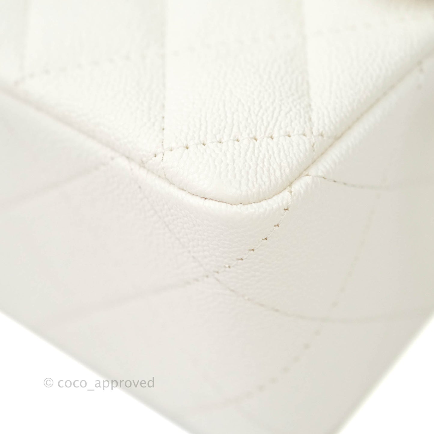 Chanel Top Handle Mini Rectangular Flap Bag White Caviar Aged Gold Hardware