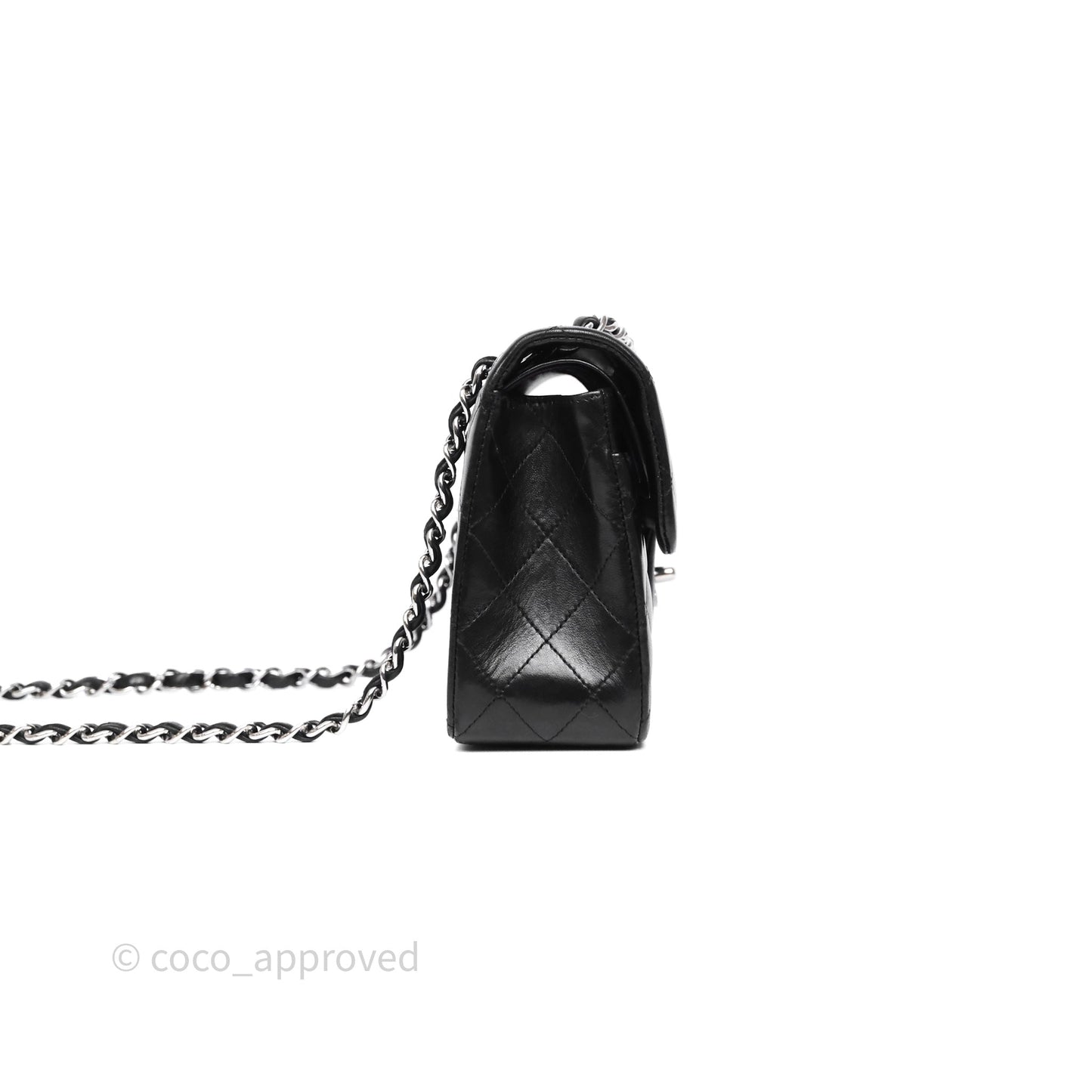 Chanel Small Classic Flap Quilted Black Lambskin Silver Hardware