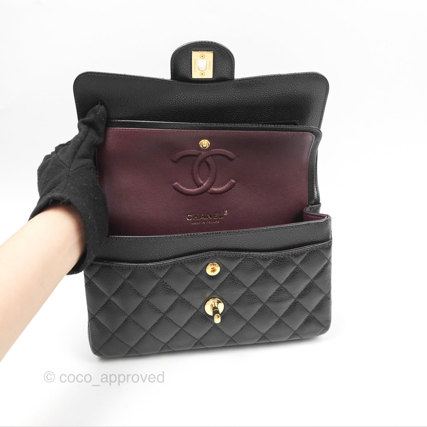 Chanel Small Classic Quilted Flap Black Caviar Gold Hardware