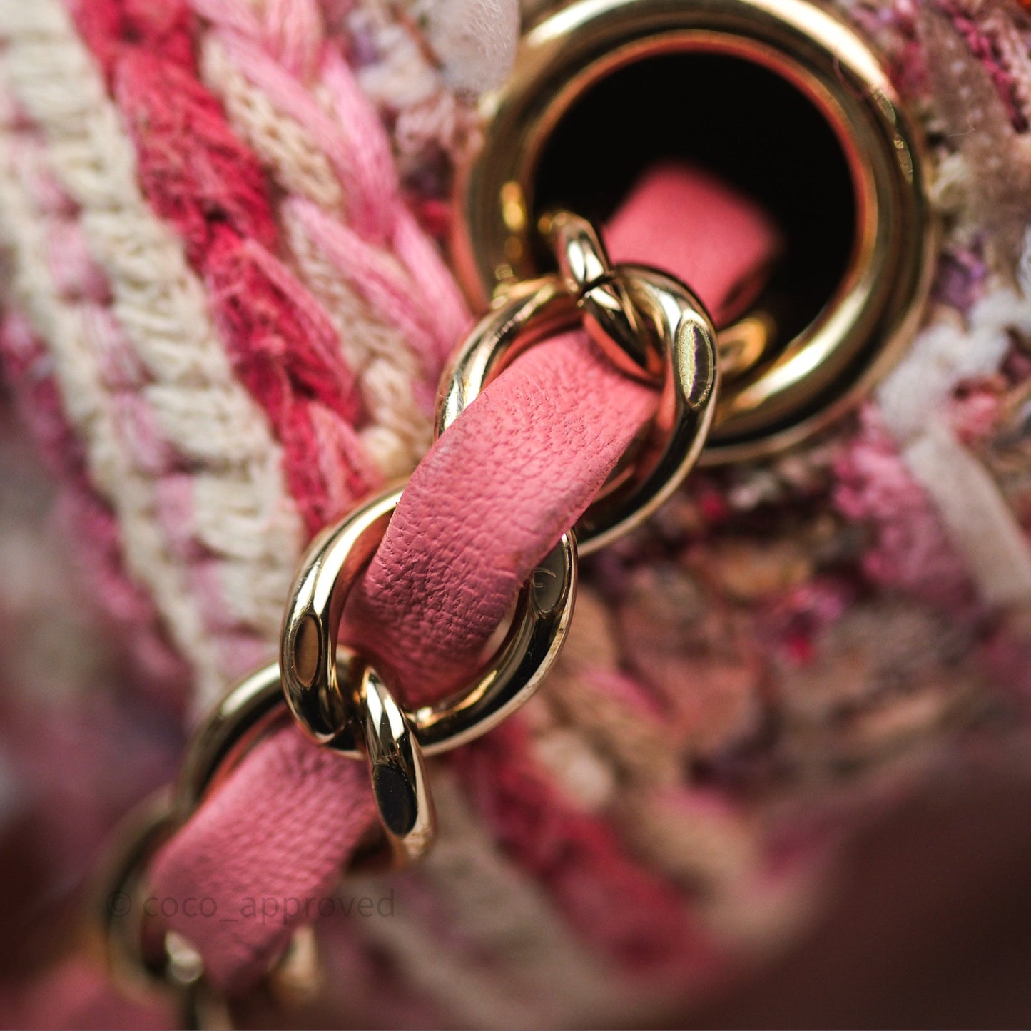 Chanel Mini Rectangular Flap Pink Tweed Braid Gold Hardware
