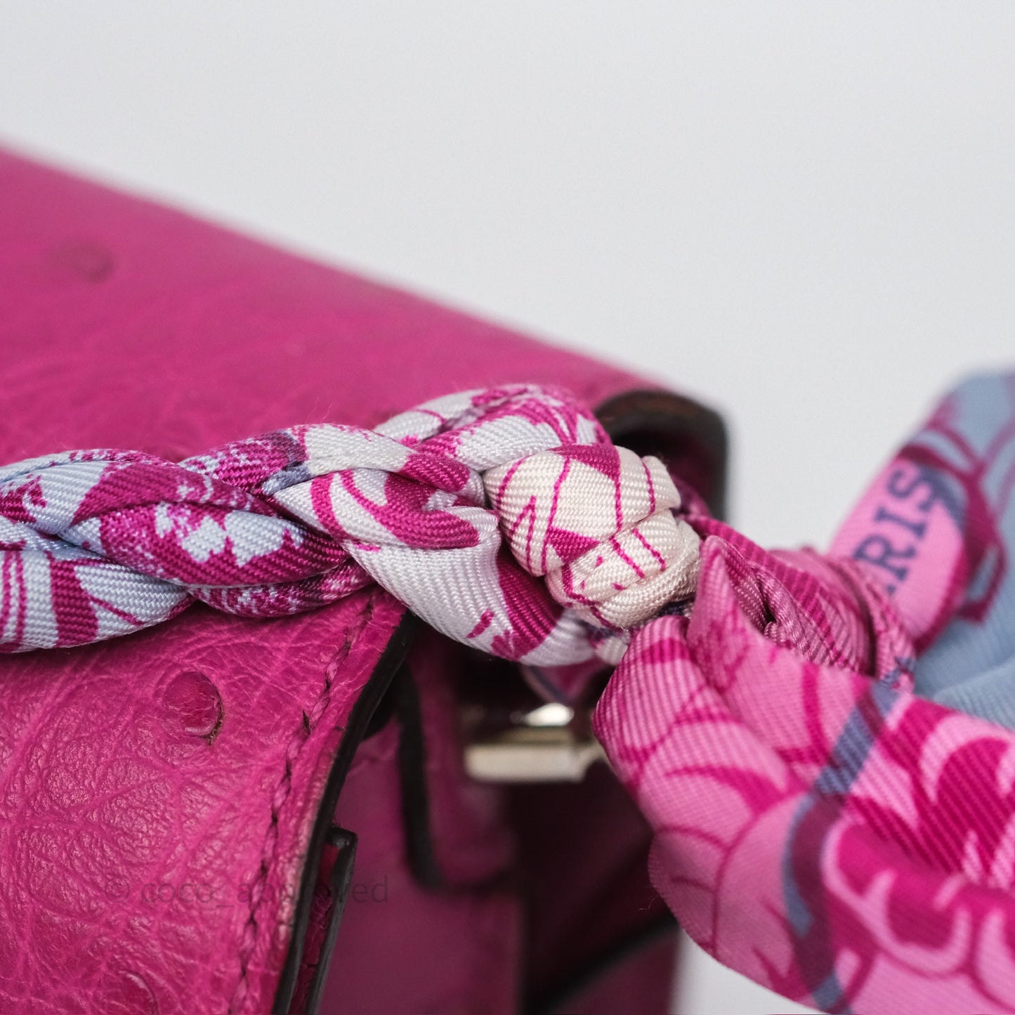 Hermès Roulis Mini 18 Rose Pourpre L3 Autruche Palladium Hardware