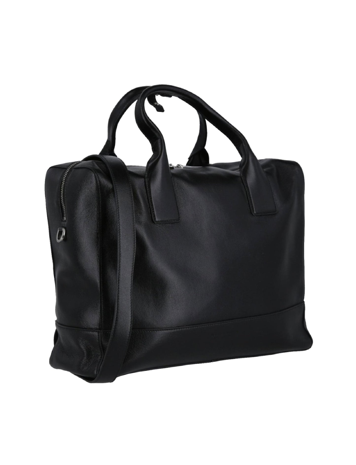 Luxury Bottega Veneta Top Handle Leather Briefcase Black