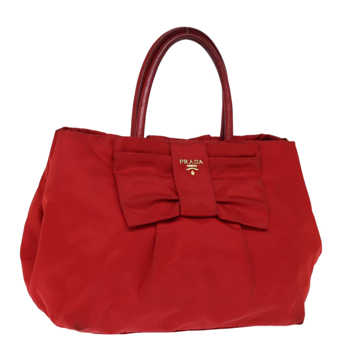 Luxury PradaRibbon Tote Bag Nylon Red 74203