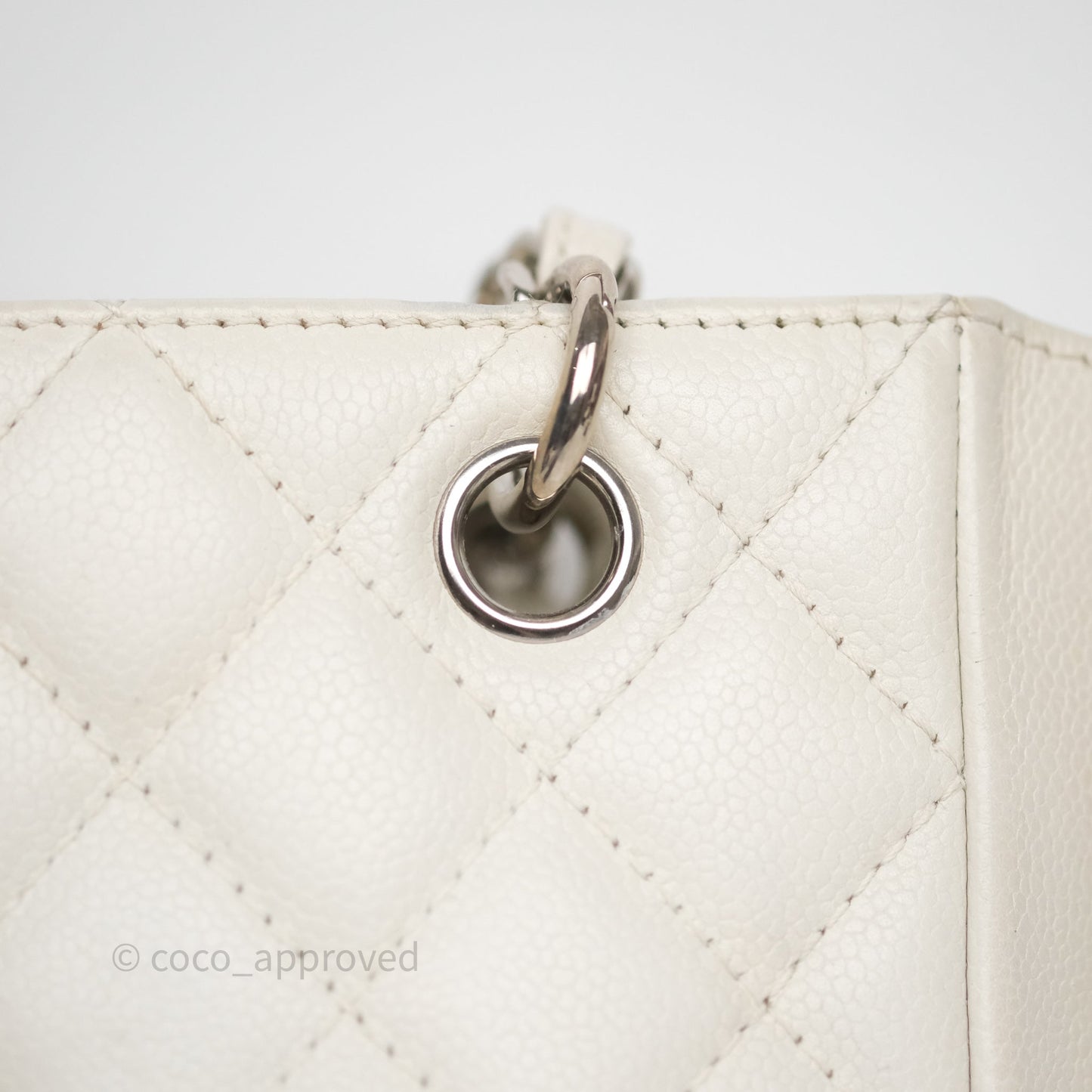 Chanel Vertical GST White Caviar Silver Hardware