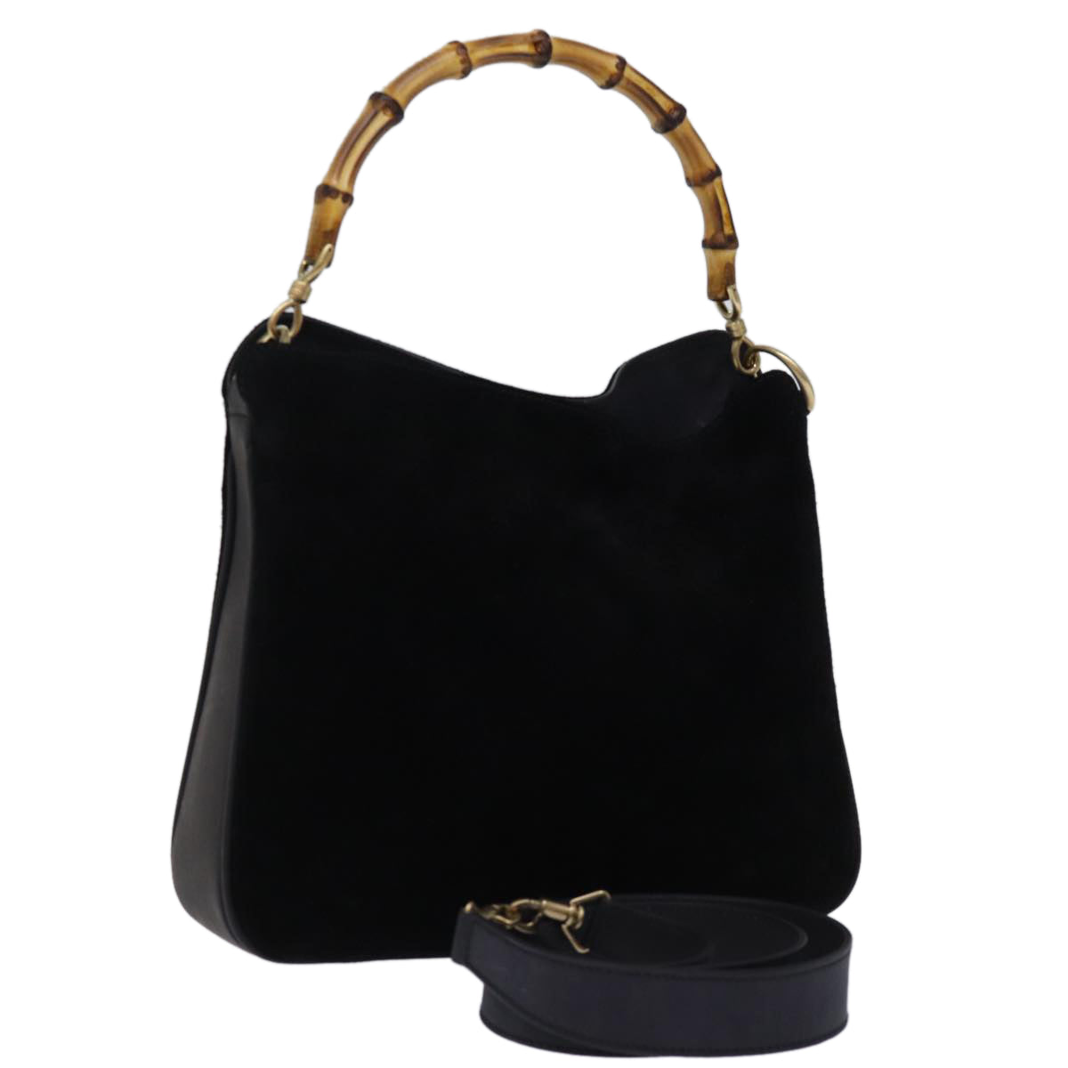Luxury Gucci Trending 2025 Bamboo Shoulder Bag Suede 2way Black 001 1998 1638  74235