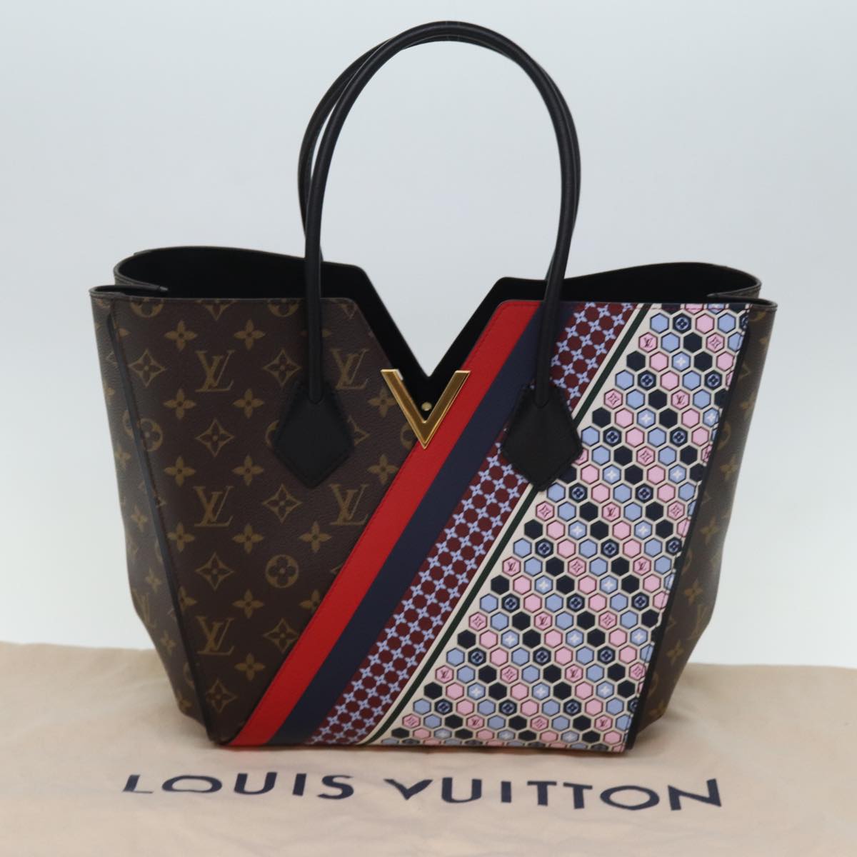 LOUIS VUITTON Monogram Kimono MM Tote Bag Red Navy M42850 LV 74277S