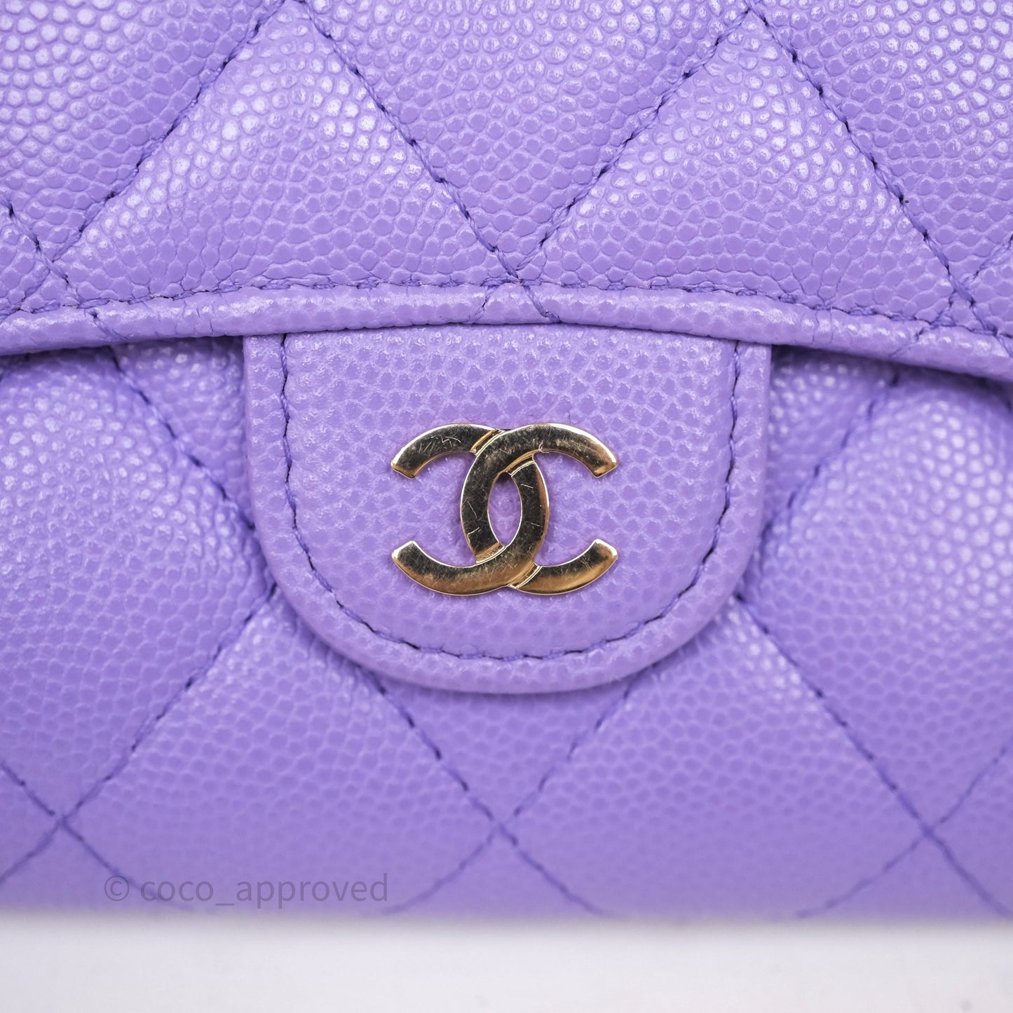 Chanel Classic Short Flap Wallet Purple Caviar Gold Hardware