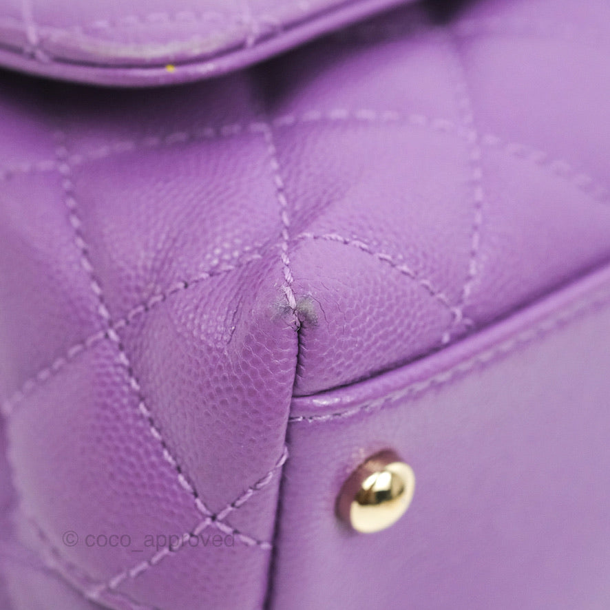 Chanel Mini Coco Handle Quilted Purple Caviar Gold Hardware