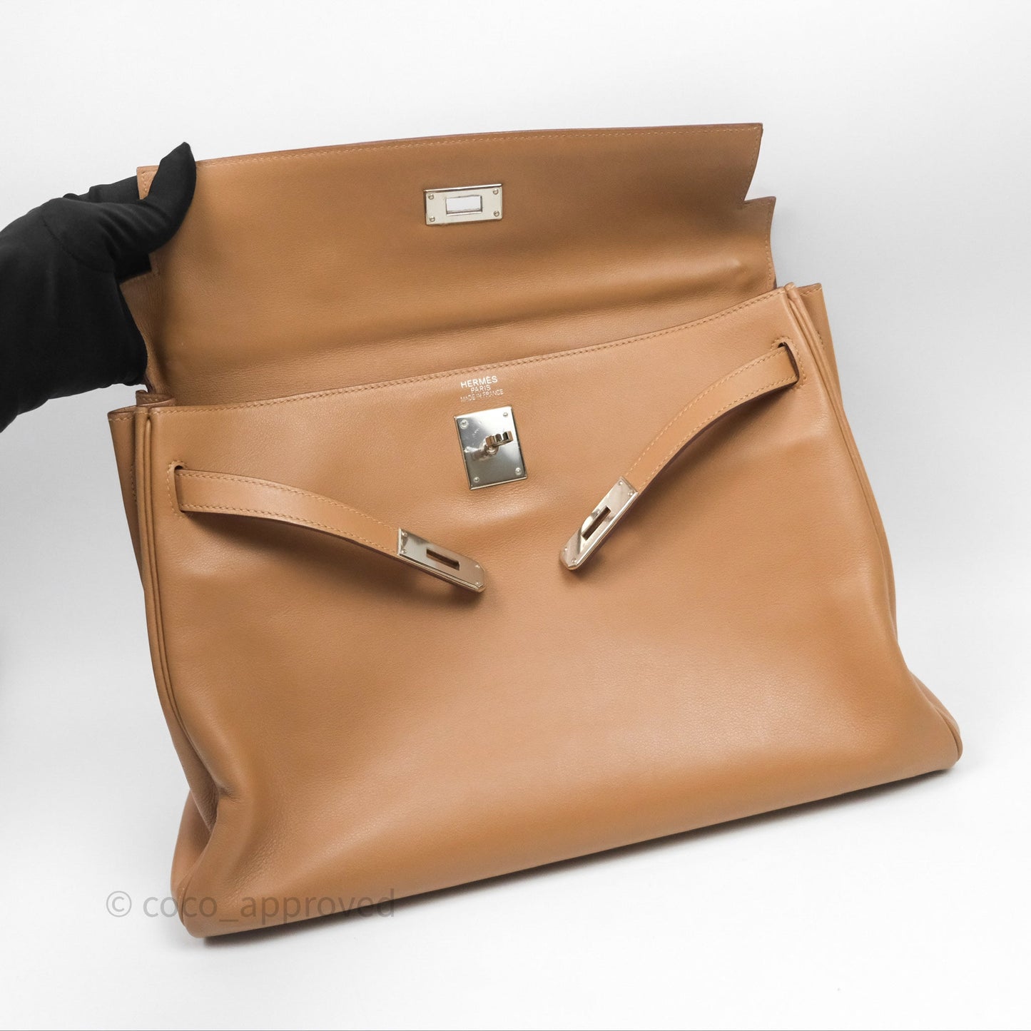 Hermès Kelly 35 Retourne Chai 0M Evercolor Palladium Hardware