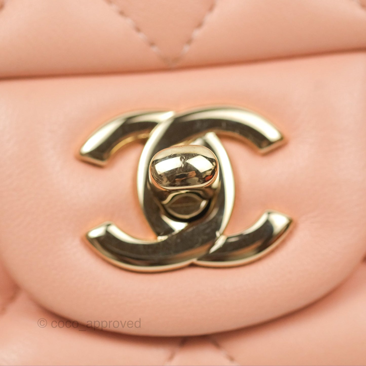 Chanel Quilted Mini Square Lambskin Light Beige Pink Gold Hardware