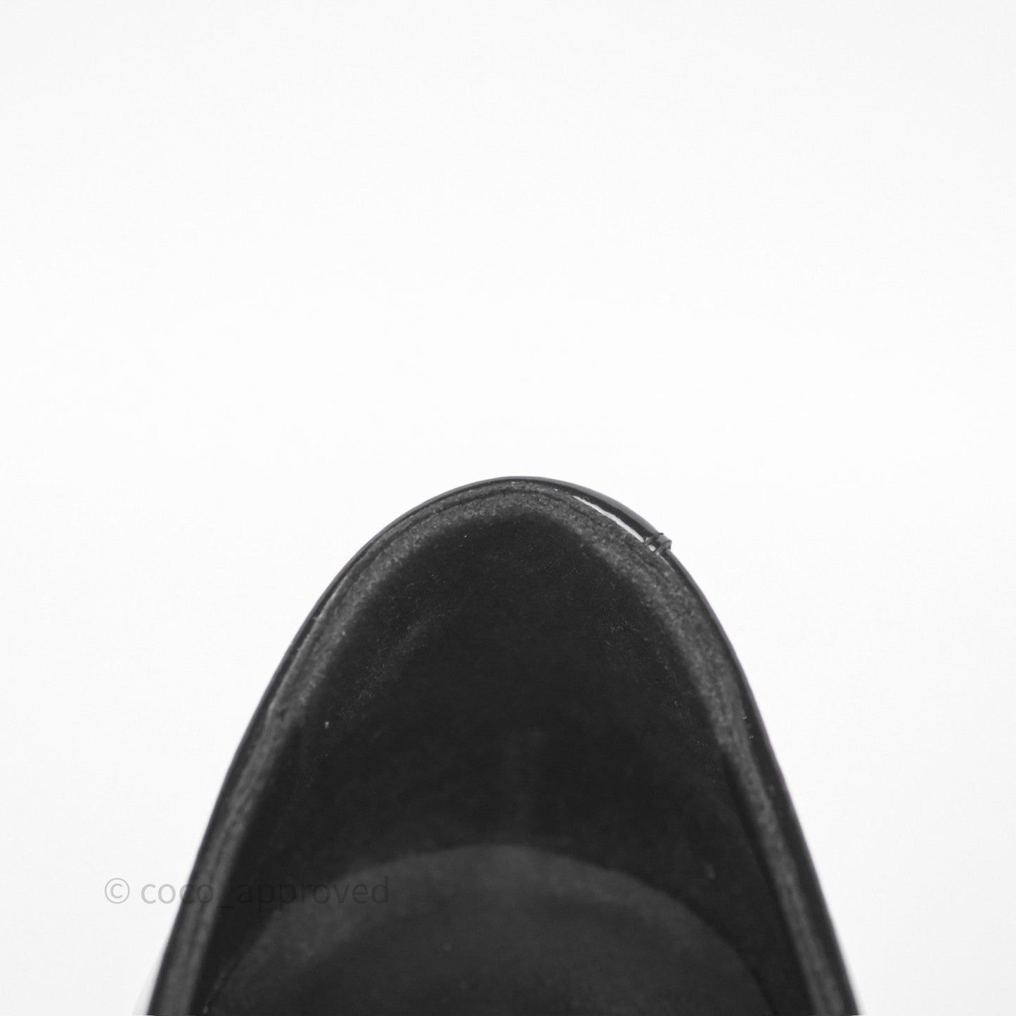 Chanel CC Ribbon Mary Jane Block Heels Black Patent 24C Size 39.5