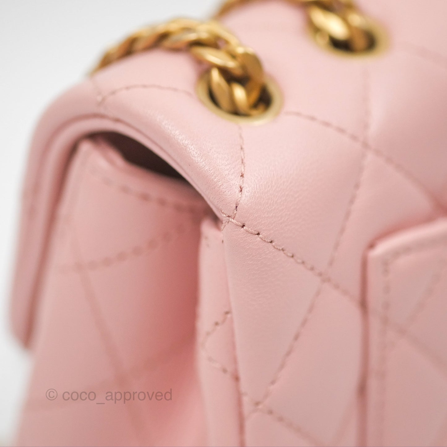 Chanel Sweet Camellia Mini Rectangular Flap Pink Lambskin Aged Gold Hardware 23S
