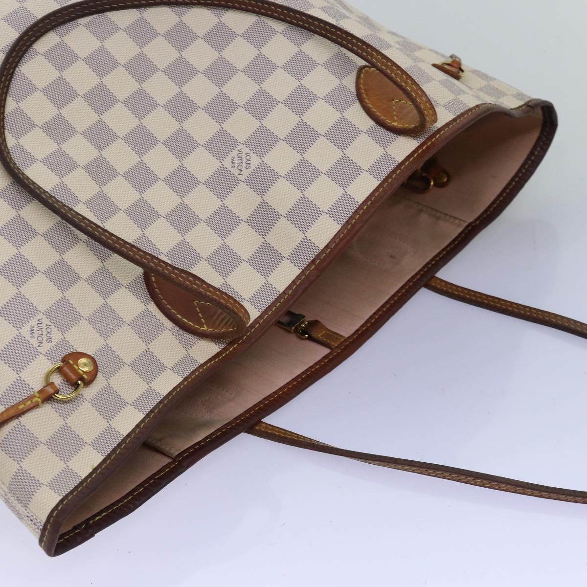 LOUIS VUITTON Damier Azur Neverfull MM Tote Bag N41605 LV 74335