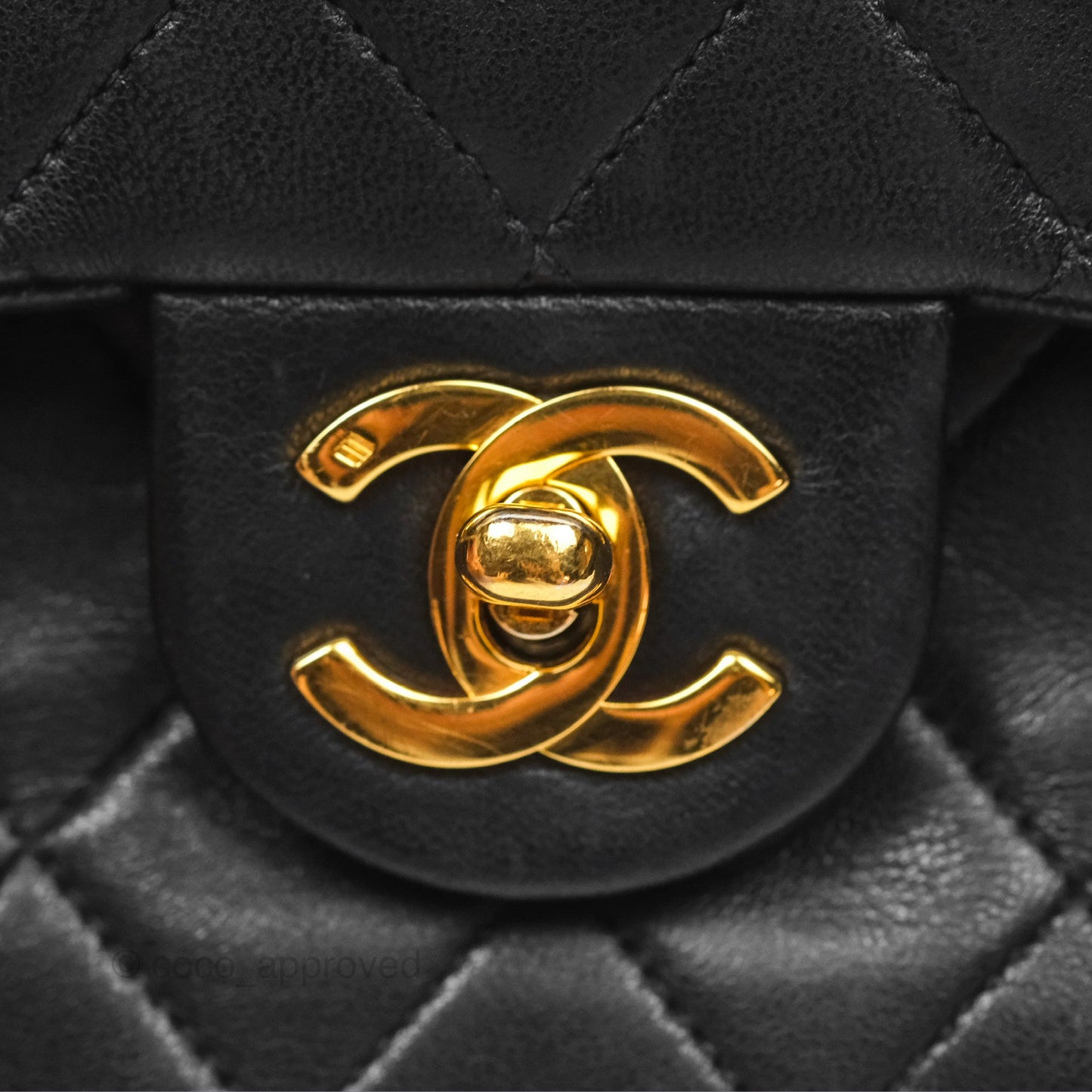 Chanel Vintage Mini Square Black Lambskin 24K Gold Hardware