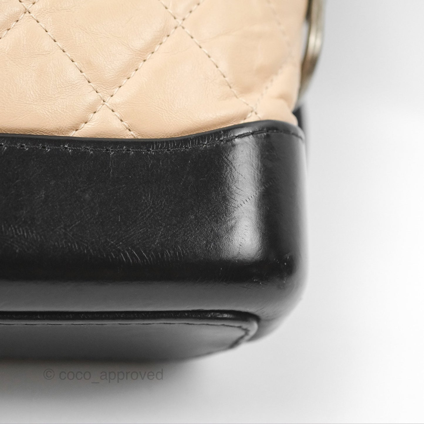 Chanel Small Gabrielle Hobo Quilted Beige Back Aged Calfskin