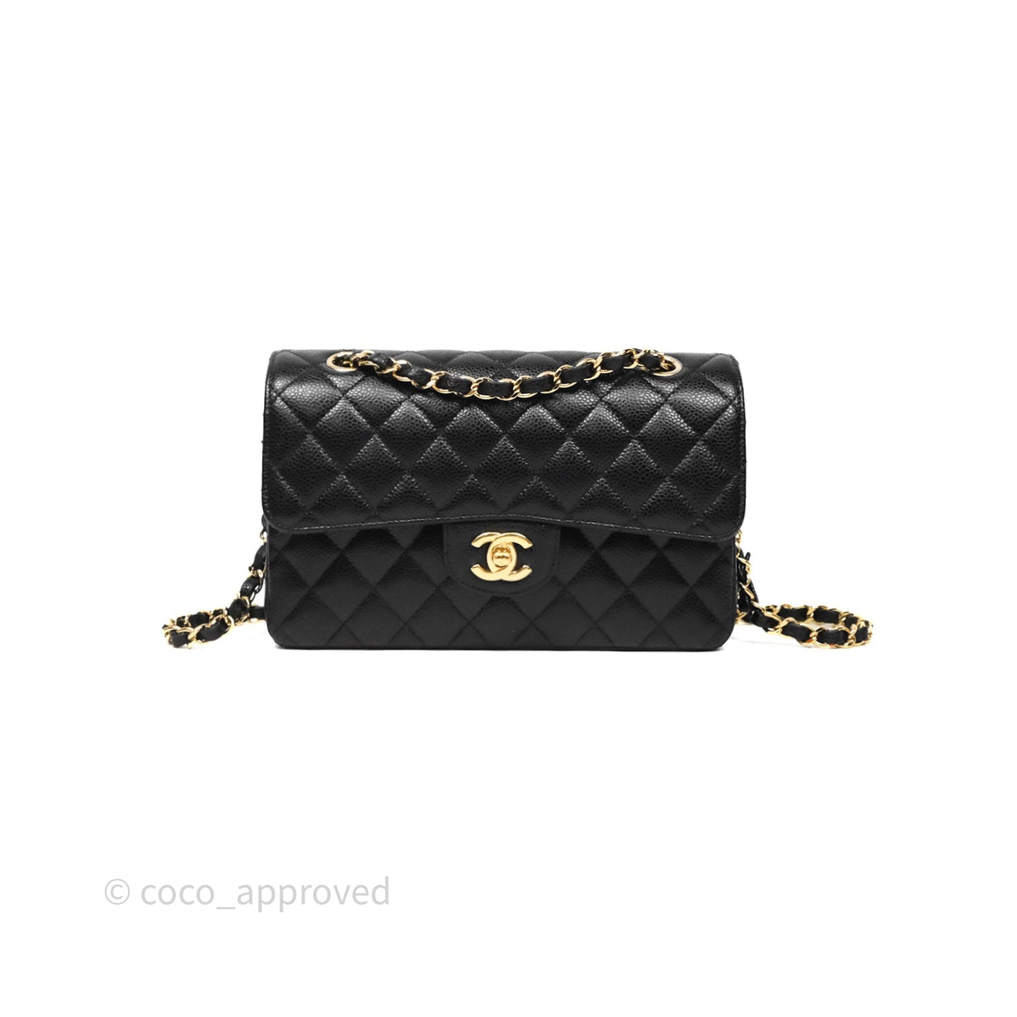 Chanel Small Classic Flap Quilted Black Caviar Gold Hardware