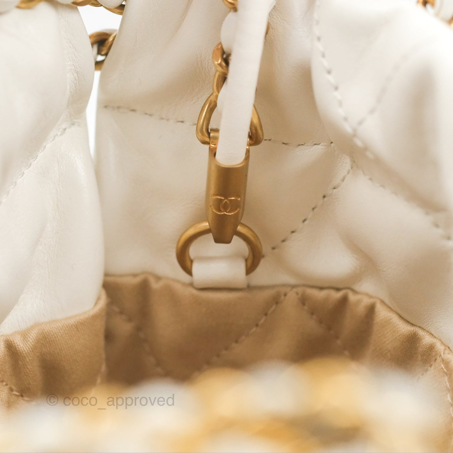 Chanel 22 Mini Bag White Crumpled Calfskin