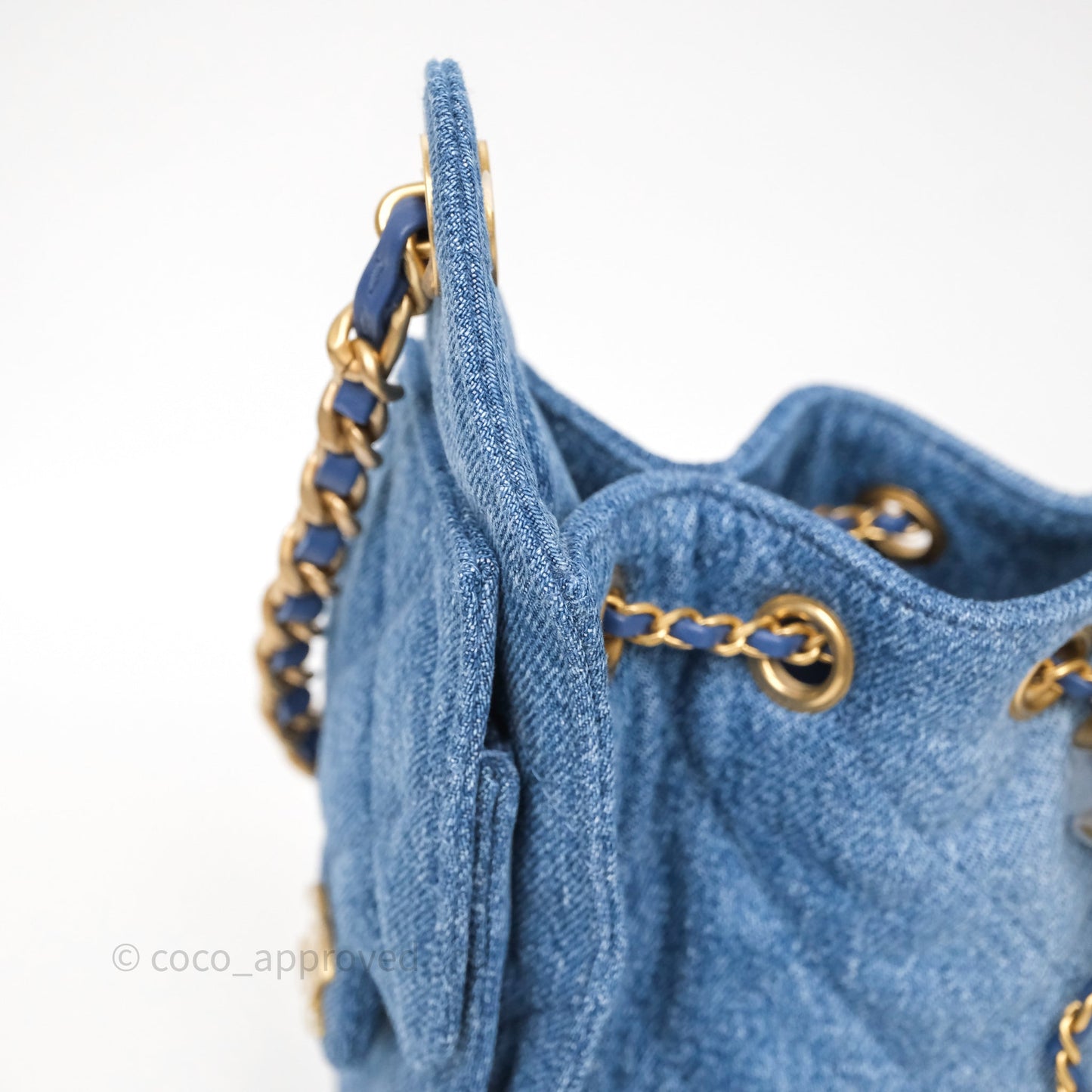 Chanel 25 Mini Washed Denim Aged Gold Hardware