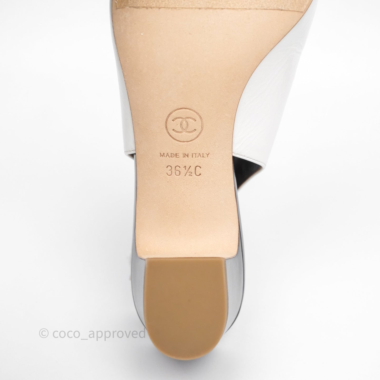 Chanel CC Logo Slingbacks Calfskin White/ Black 24P Size 36.5