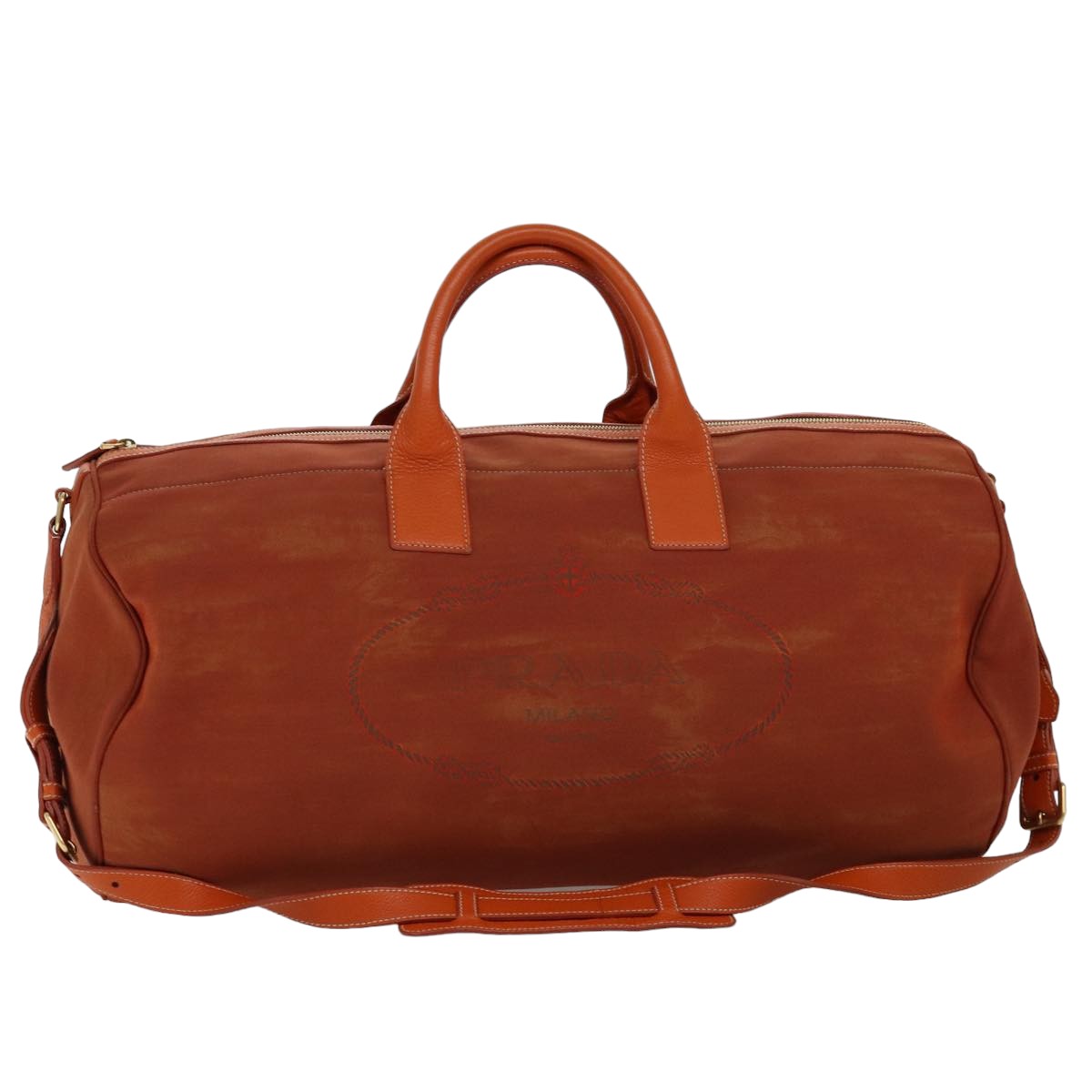 Luxury PradaBoston Bag Canvas 2way Orange 74405