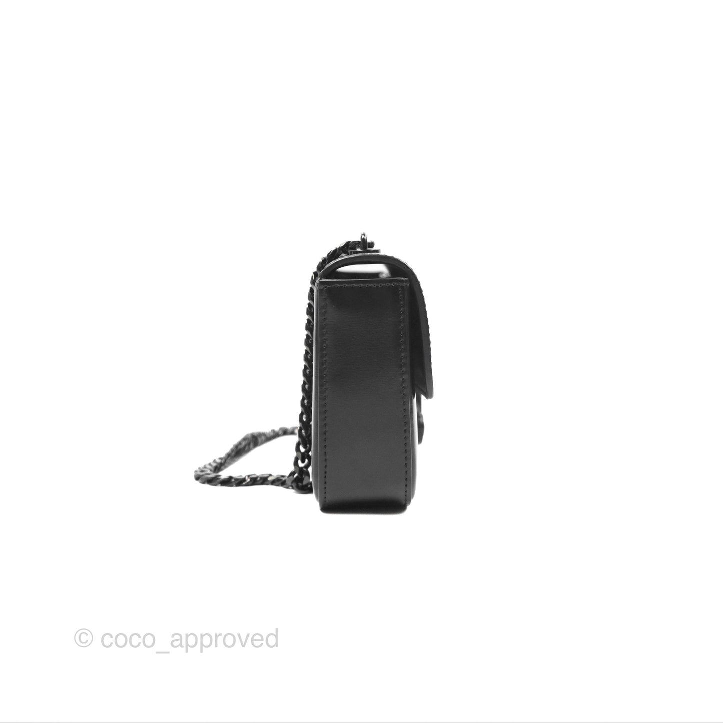 Celine Triomphe Chain Shoulder Bag So Black Shiny Calfskin