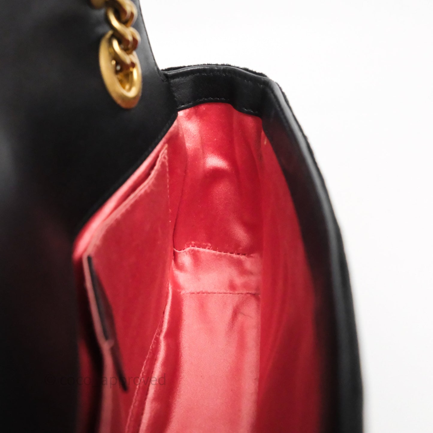 Gucci Mini Marmont Velvet Black Aged Gold Hardware