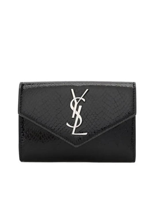 Luxury Saint Laurent Cassandre Envelope Half Wallet Black