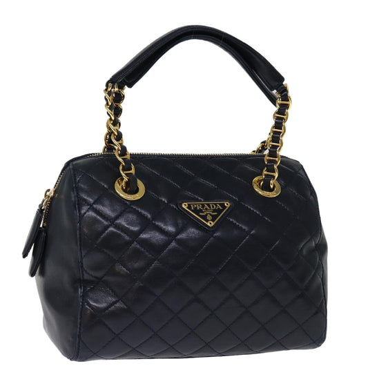 Luxury PradaHand Bag Leather Navy 74454