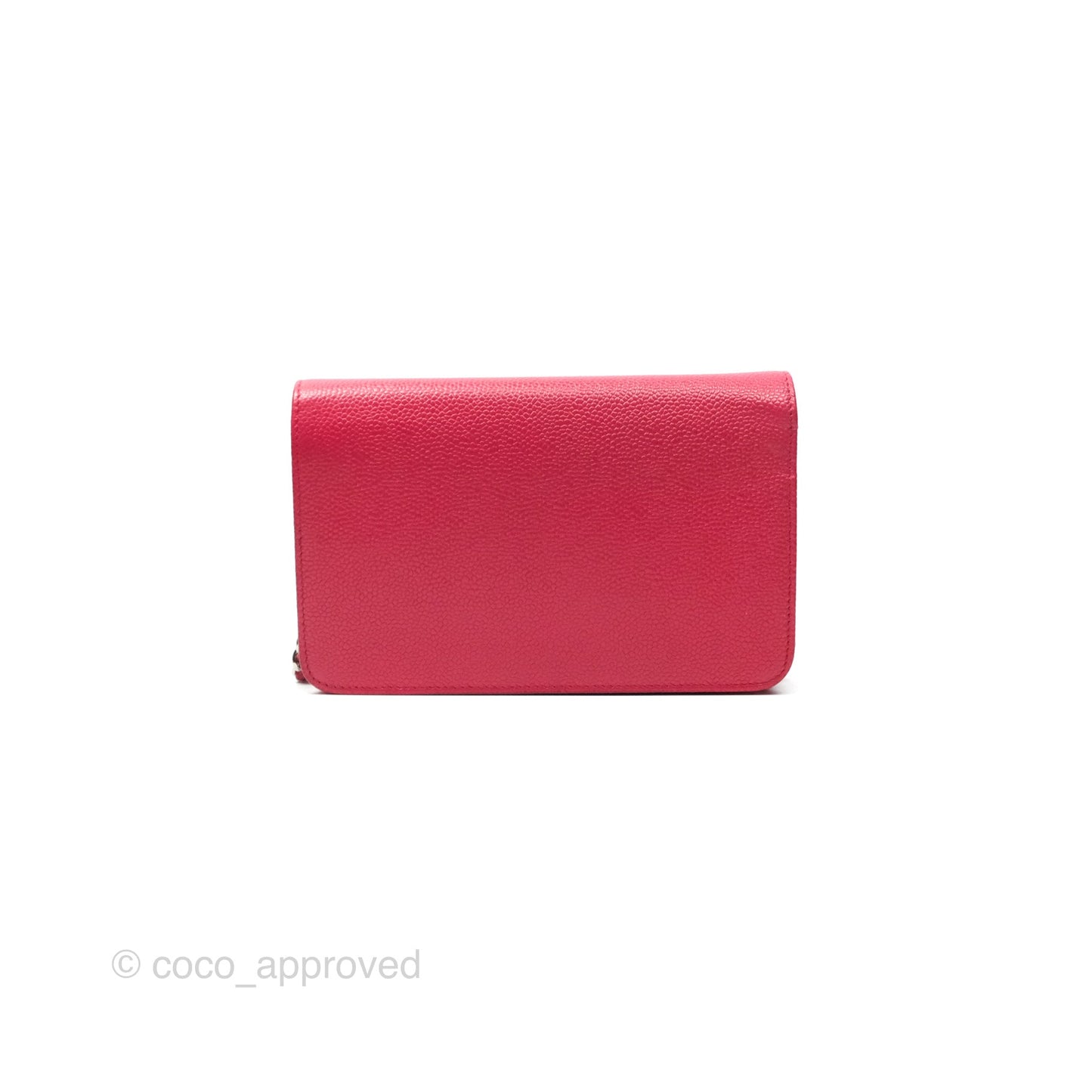 Chanel CC Wallet On Chain WOC Dark Pink Caviar Silver Hardware