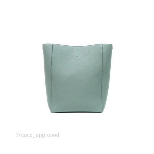 Celine Small Sangle Bucket Bag Light Green Celadon Grained Calfskin Silver Hardware