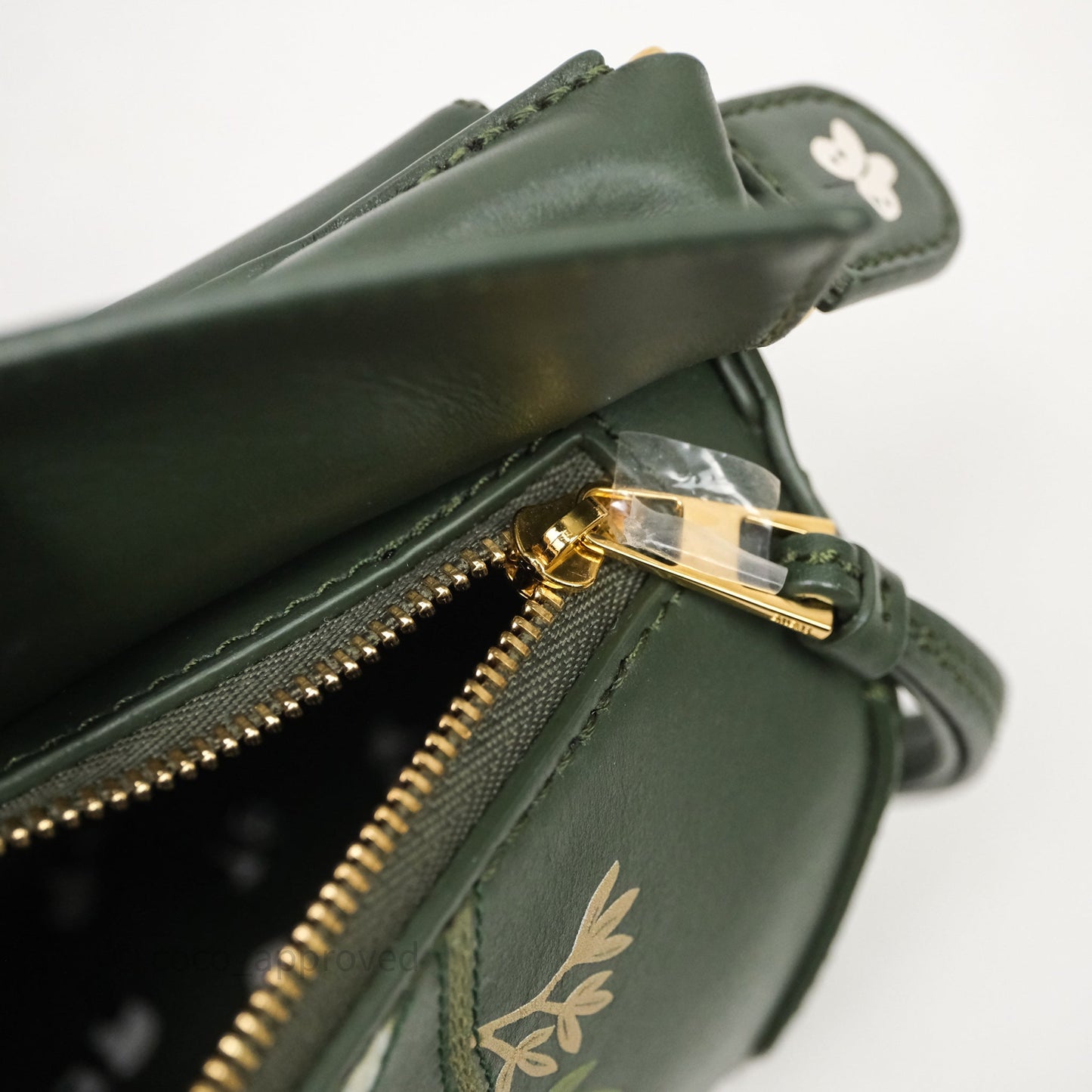 Loewe X SUNA FUJITA Mini Pandas Puzzle Bag Dark Green Calfskin Gold Hardware