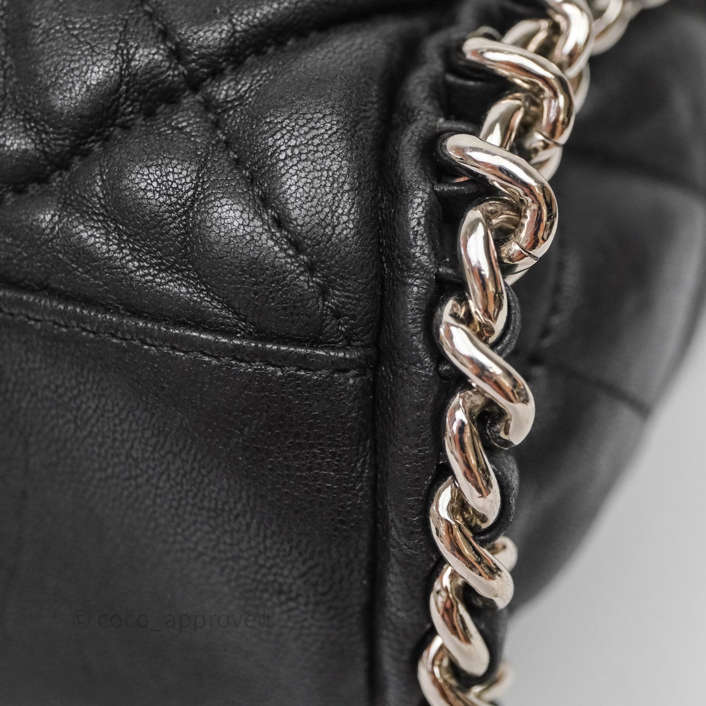 Chanel Chain Around Calfskin Hobo Black Silver Hardware