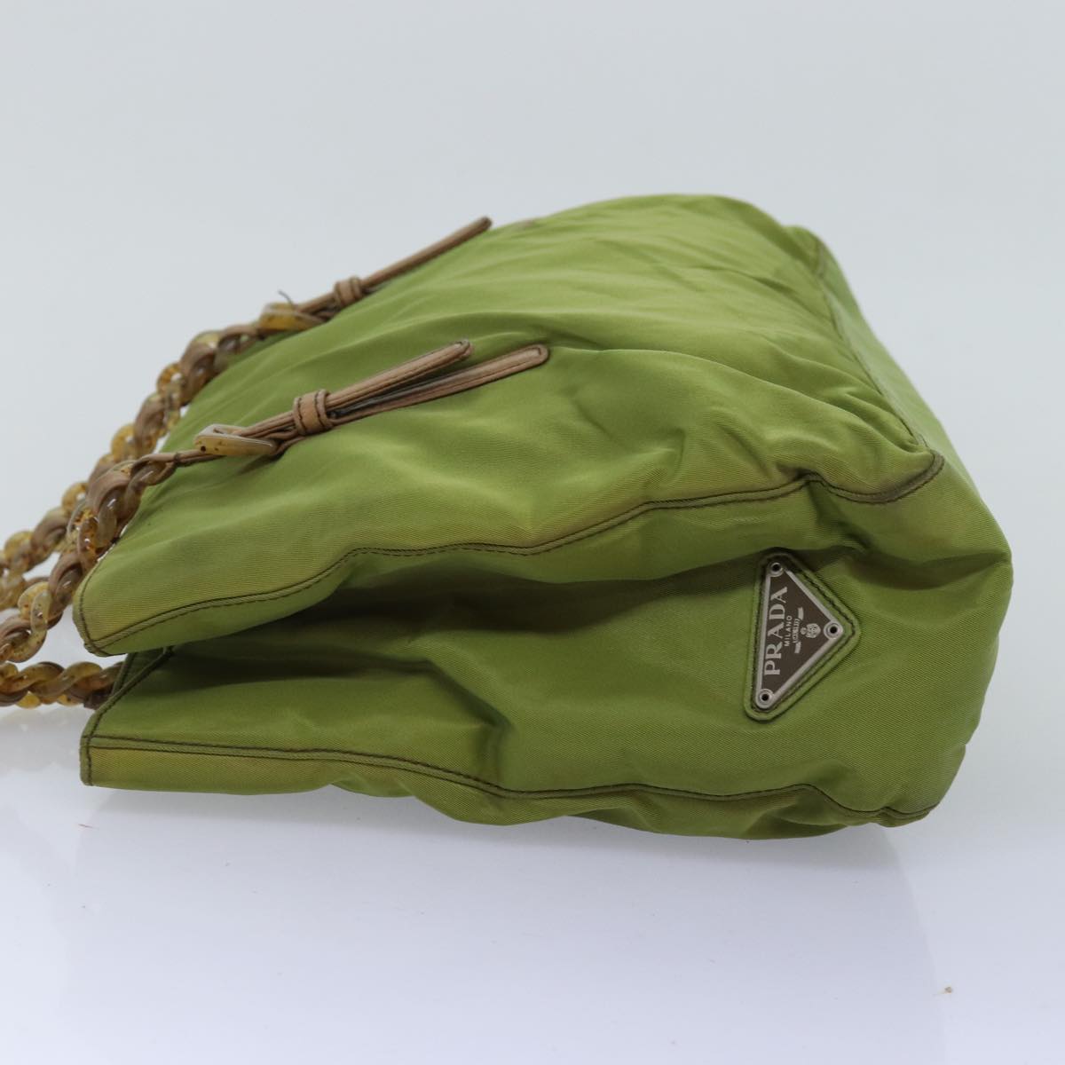 Luxury PradaChain Tote Bag Nylon Khaki 74538