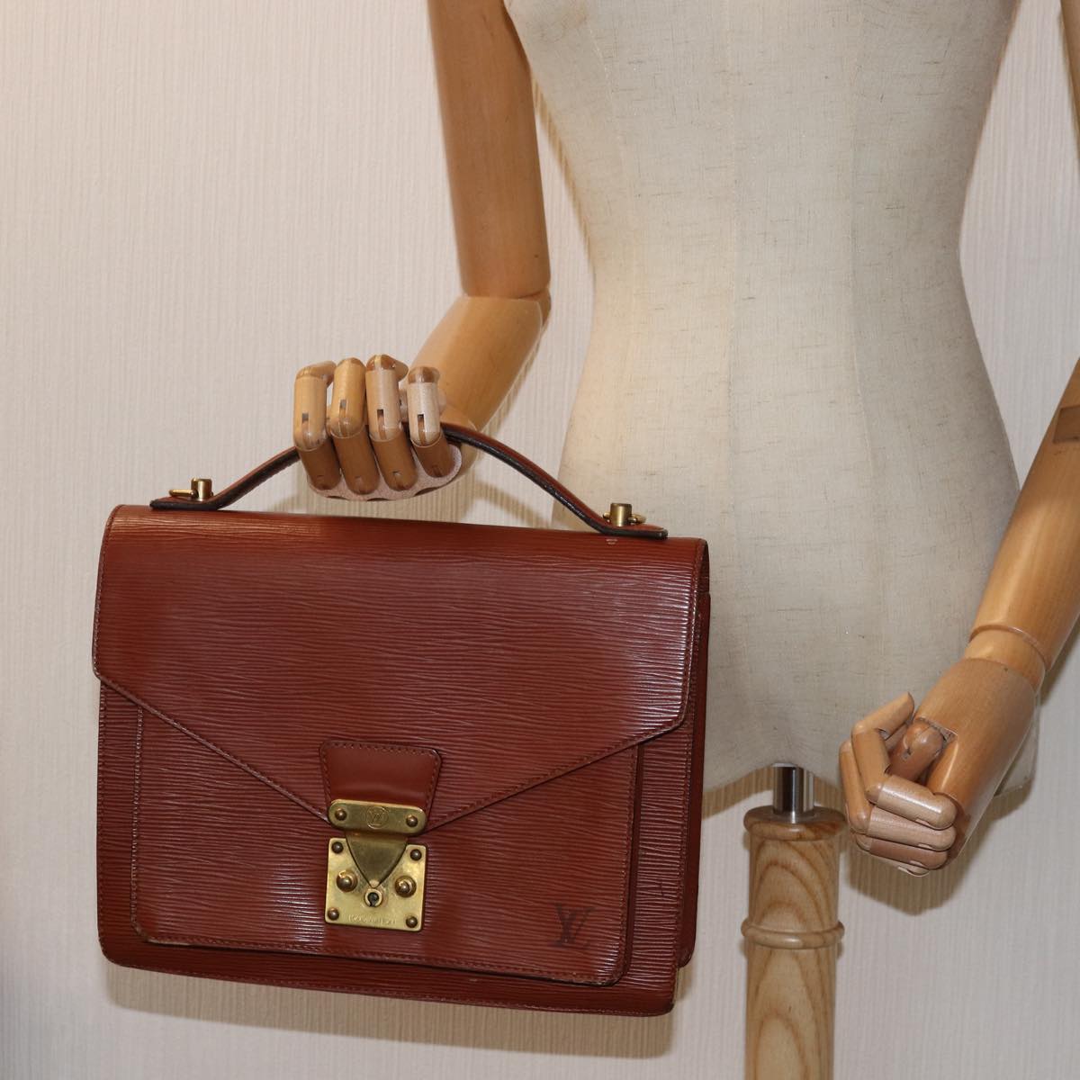 LOUIS VUITTON Epi Monceau Hand Bag Brown M52123 LV 74587