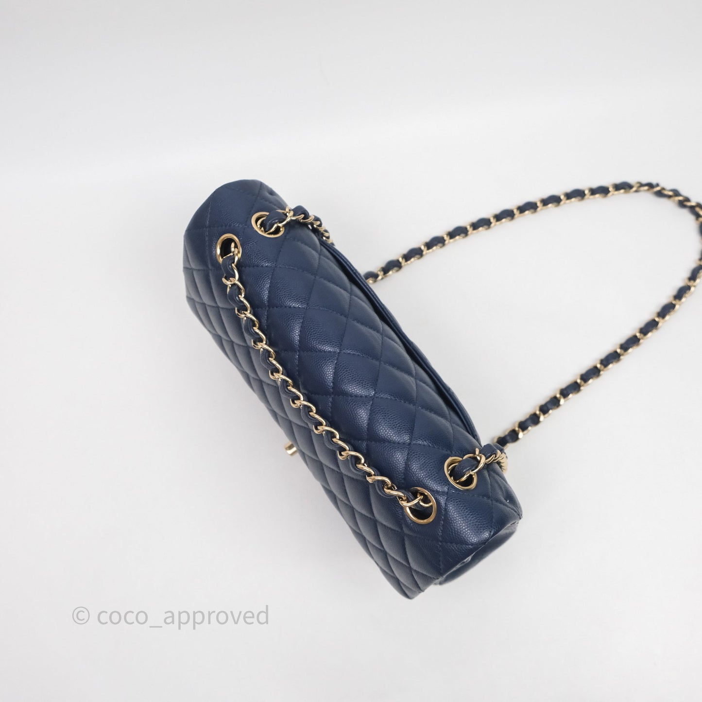 Chanel Medium Classic Flap Quilted Dark Blue Caviar Gold Hardware
