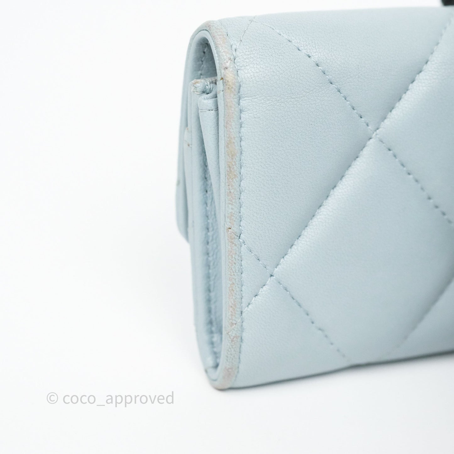 Chanel 19 Flap Card Holder Light Blue Lambskin
