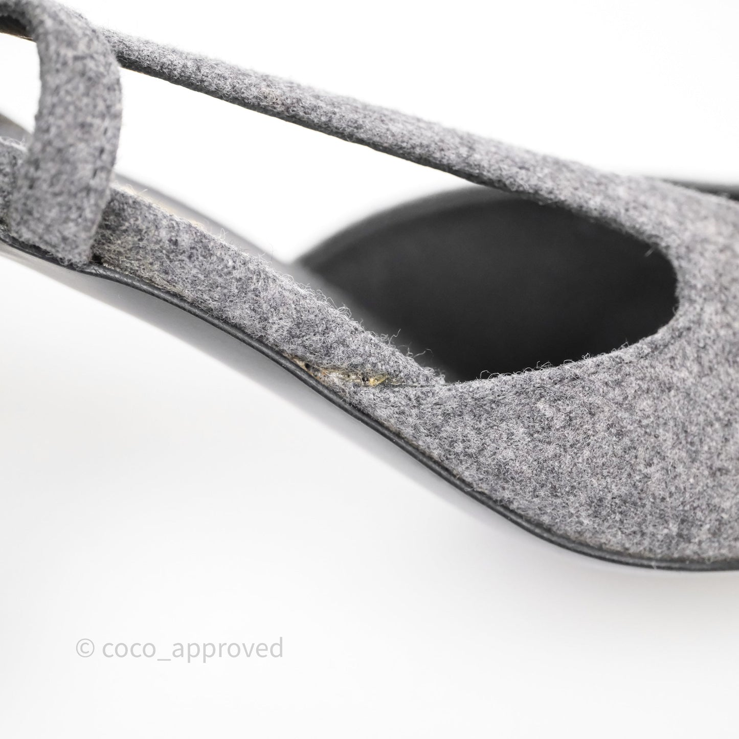 Chanel Slingbacks Heels Grey Felted/ Black Velvet Size 38