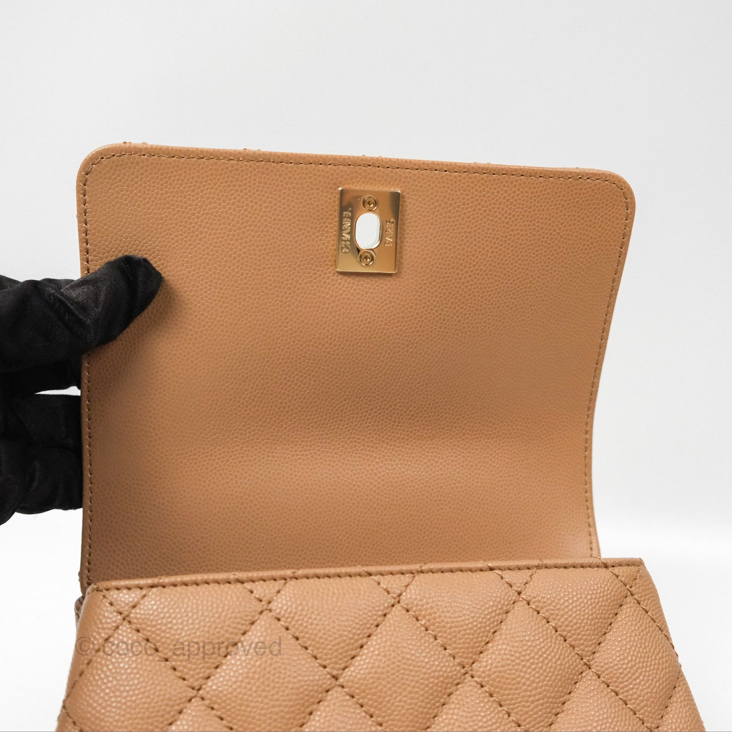 Chanel Mini Coco Handle Dark Beige Caviar Gold Hardware