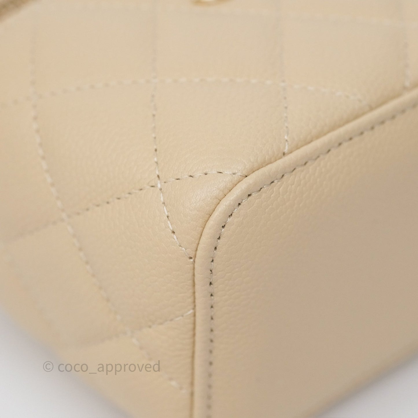 Chanel Mini Vanity With CC Chain Beige Caviar Gold Hardware