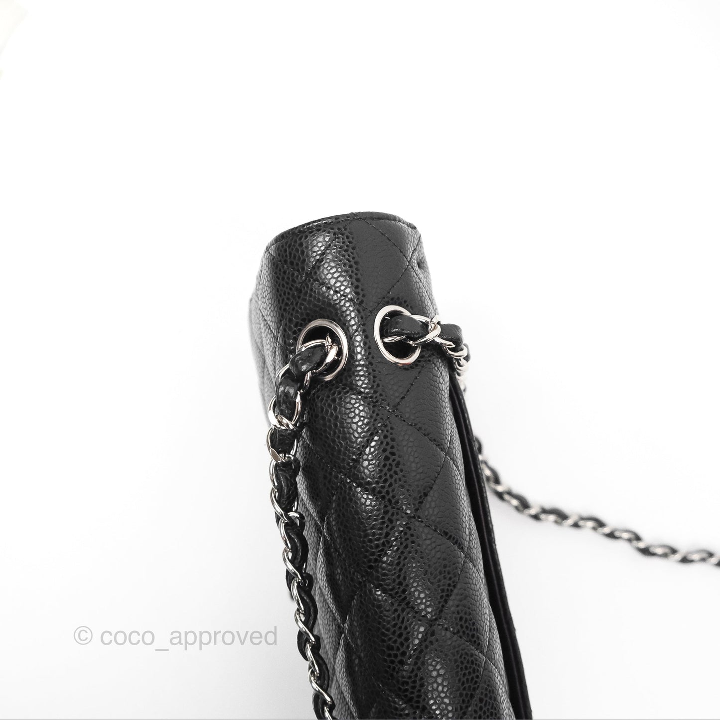 Chanel Classic M/L Medium Flap Quilted Black Caviar Silver Hardware